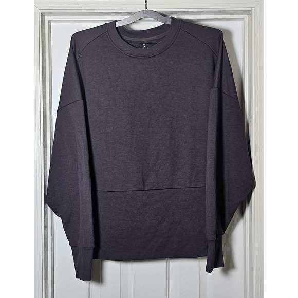 Athleta Potrero Sweater Size Large Dolman Sleeve Ribbed Hem Crewneck Gray/Brown - Picture 1 of 5